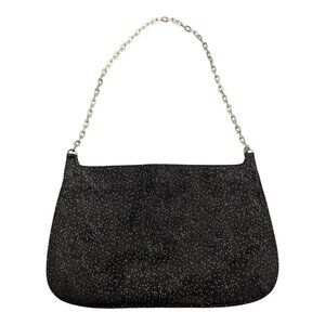 VINTAGE Y2K BEBE BLACK SUEDE PURSE WITH SPARKLE AND CHAIN HANDLE!
